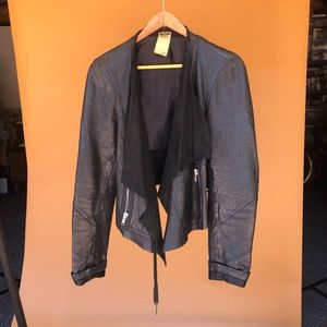 Black Leather Asymmetrical Moto Jacket